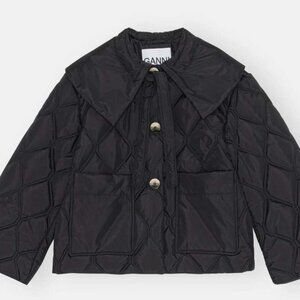Ganni Ripstop Quilt Jacket, Black, size 36 (size ~4 us)